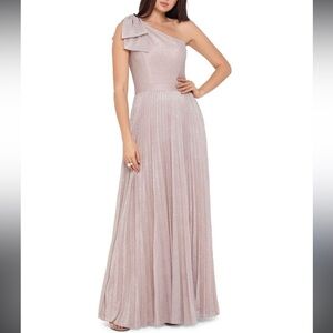 Xscape One Shoulder Glitter Formal Gown 8
